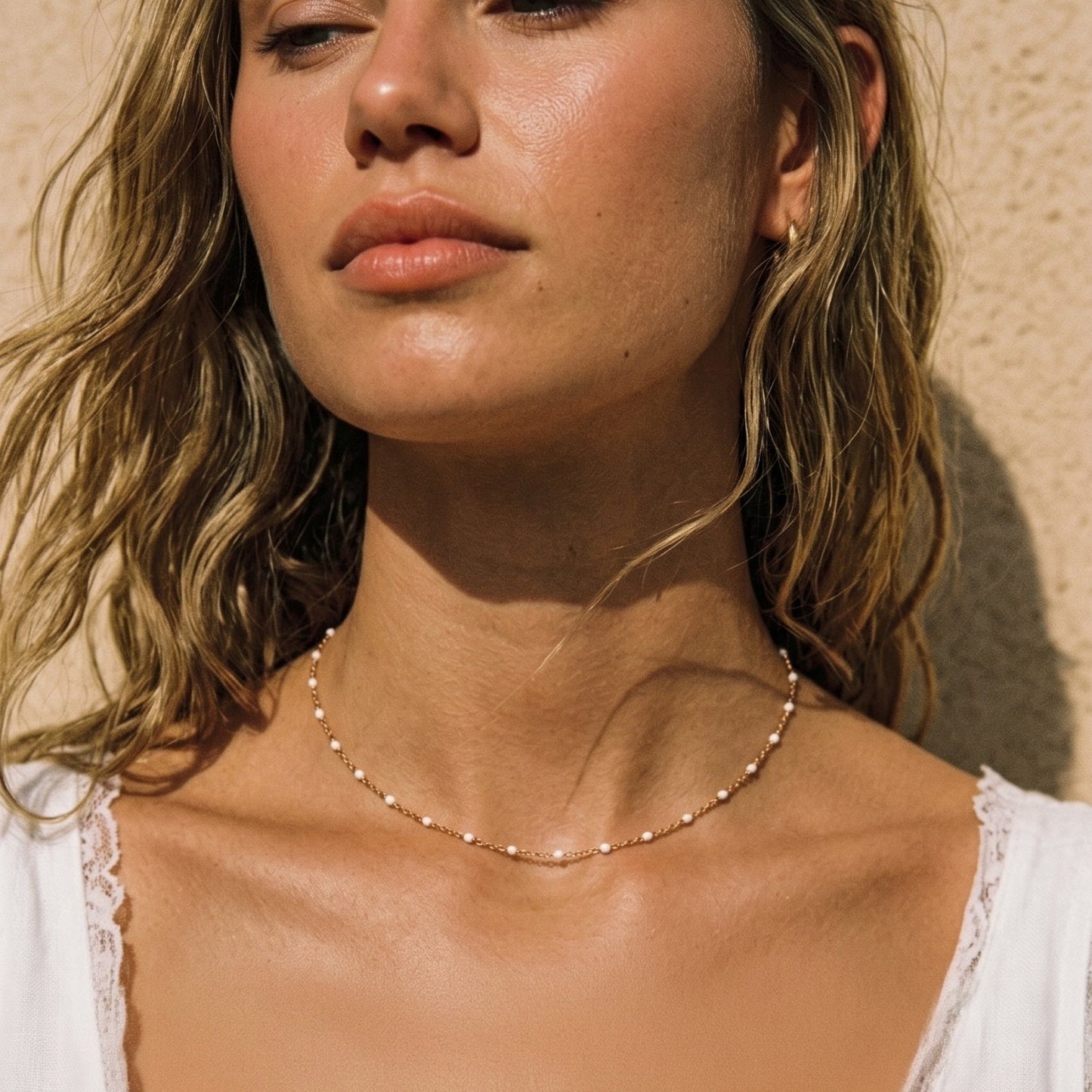 Weißer Perlen-Choker
