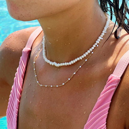 Weißer Perlen-Choker