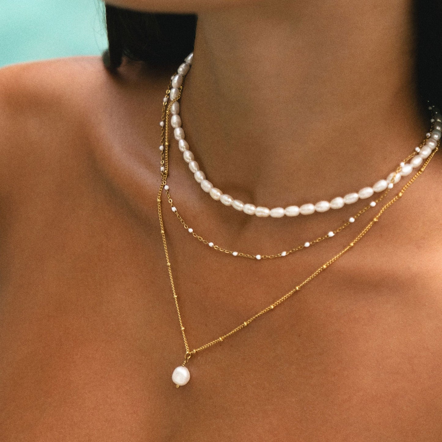 Weißer Perlen-Choker
