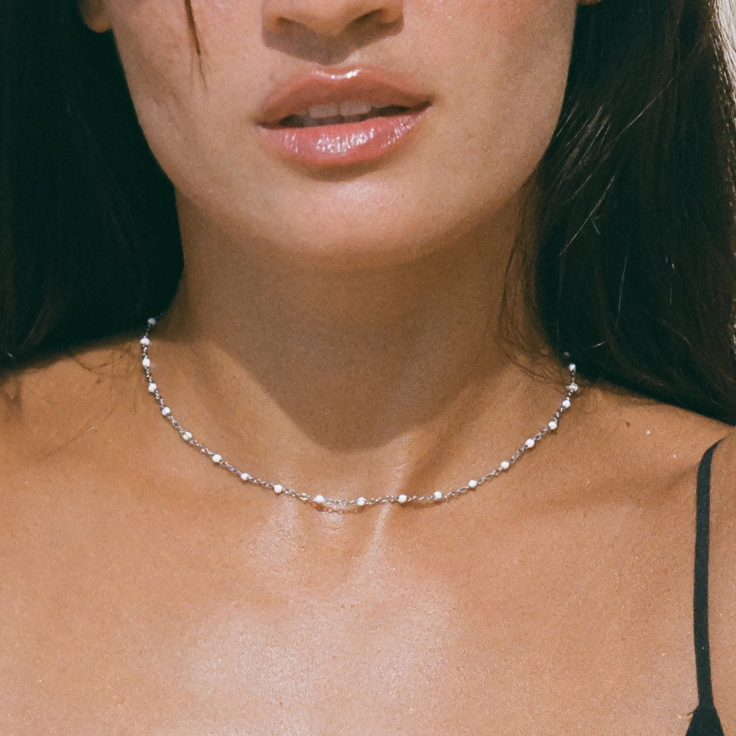Weißer Perlen-Choker