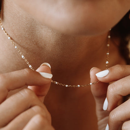Weißer Perlen-Choker