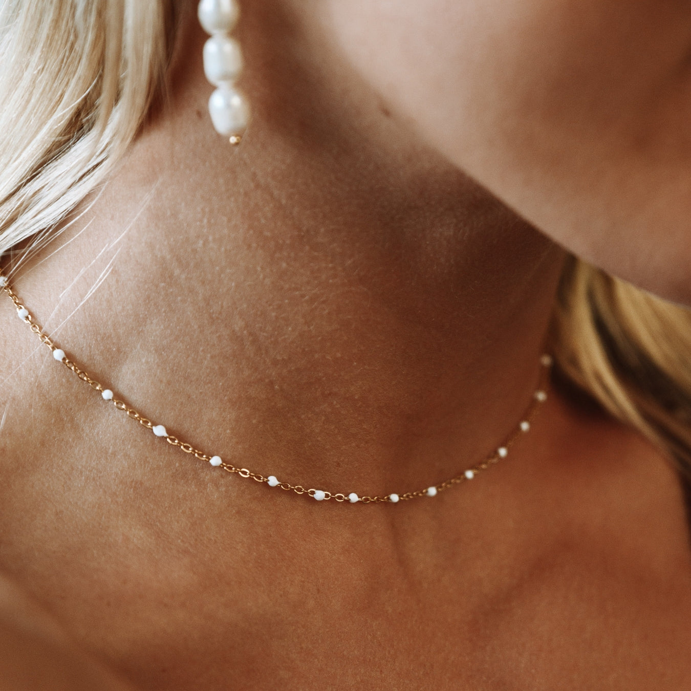 Weißer Perlen-Choker