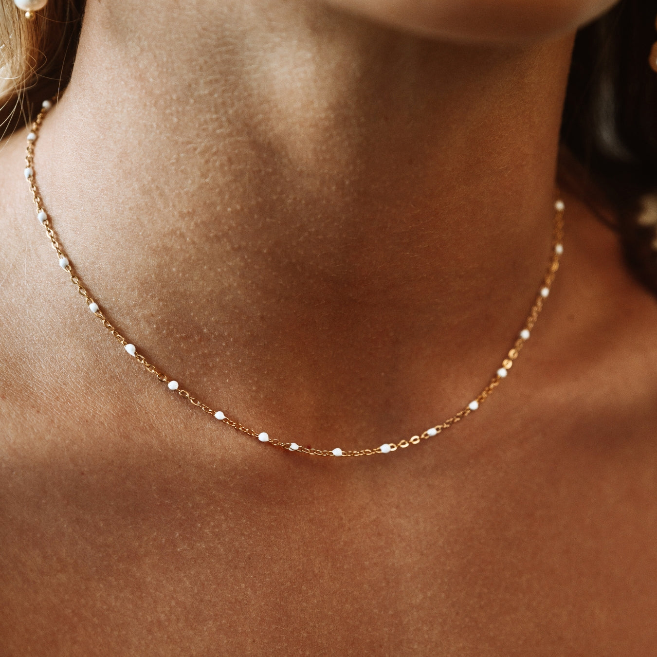 Weißer Perlen-Choker